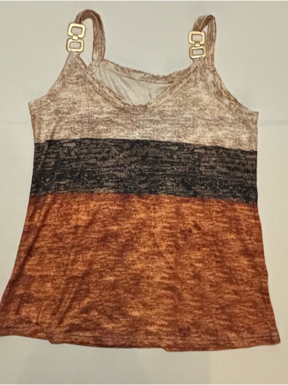 SHEIN Colorblock Knit Camisole in Brown, Gray and Tan